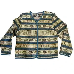 VTG Stonebridge Womens Tapestry Knit Over Coat Blazer Southwest Jacket Coat XL